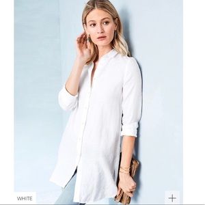 Garnet Hill Easy Linen Button down white tunic